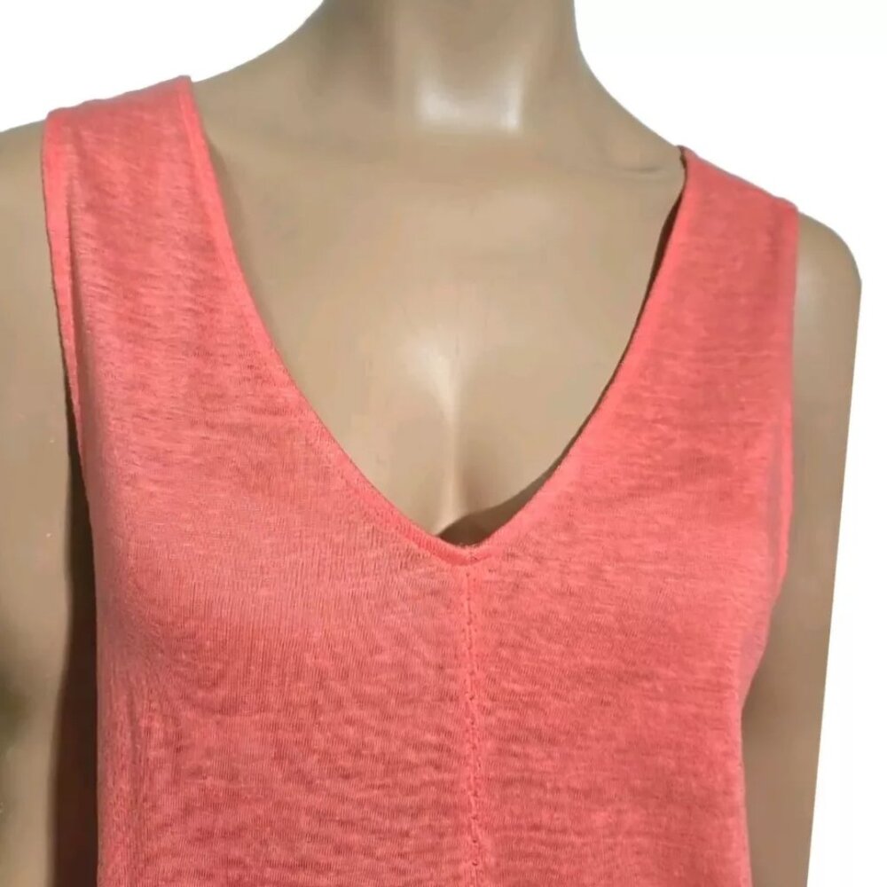 Sundance Catalog Linen Mabel Tank Sz L  Coral Pink - Picture 2 of 5